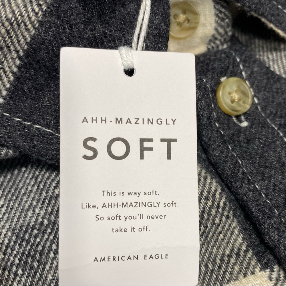 NWT American Eagle Boyfriend Fit Amazingly Soft  Flannel Shirt Size S #1358 - Picture 10 of 12